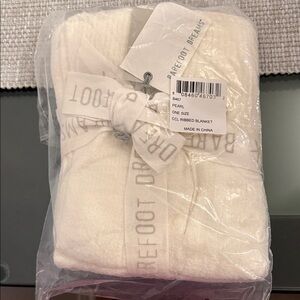 Barefoot Dreams Cream Ribbed Throw